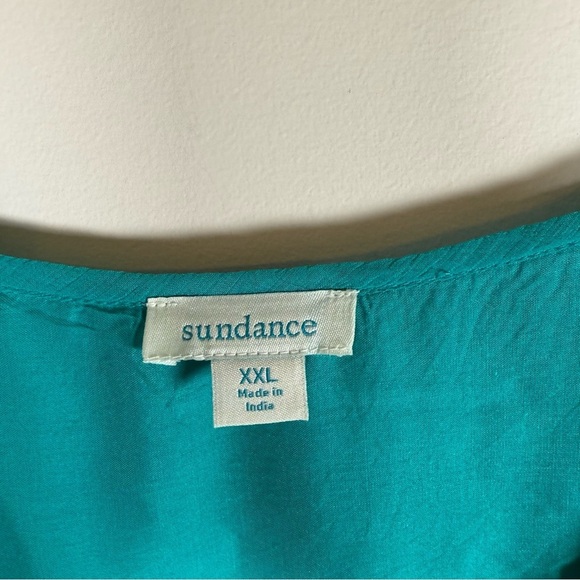 Sundance Gauze Layered BOHO Flowy Tiered Peasant Midi Dress Teal Size XXL 2XL - Picture 4 of 6